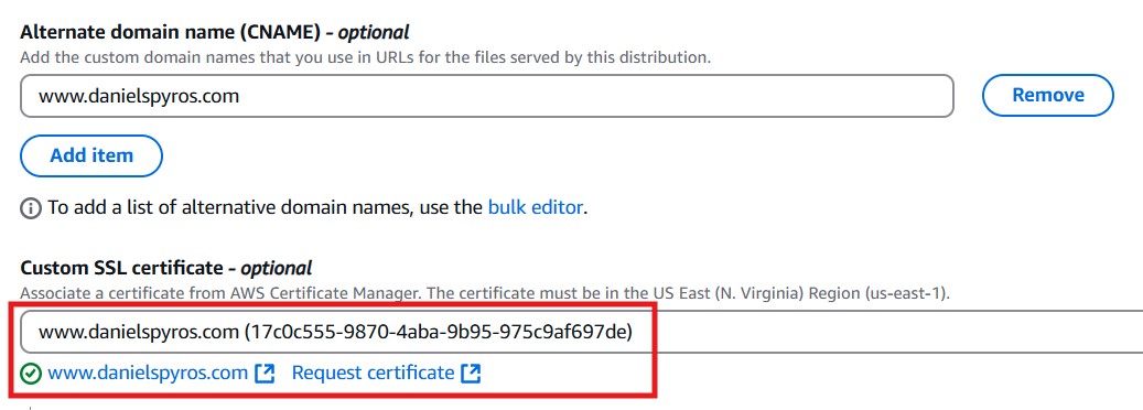 Certificate Selected