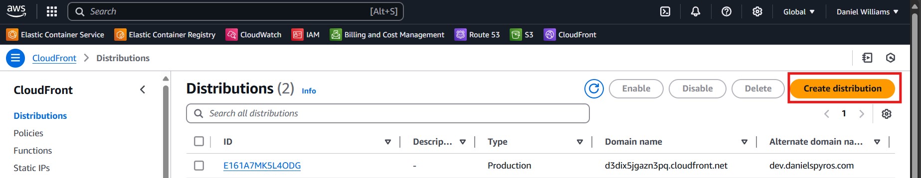 Create cloudfront distribution