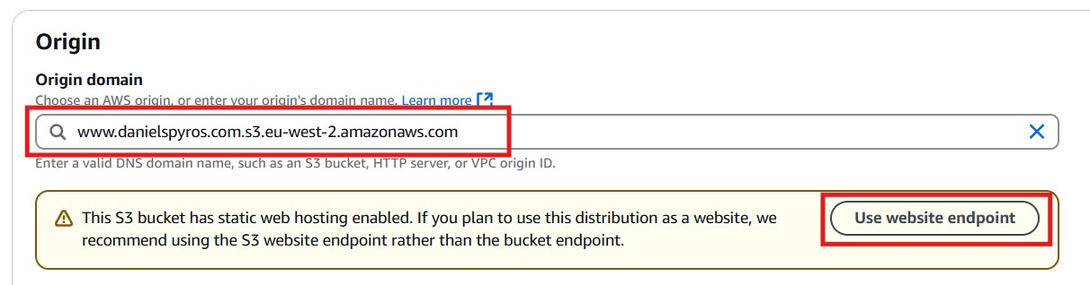Set cloudfront domain
