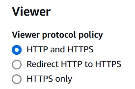 Set cloudfront viewer protocol policy