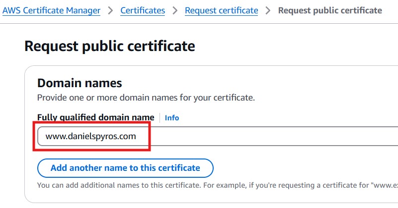 Request certificate