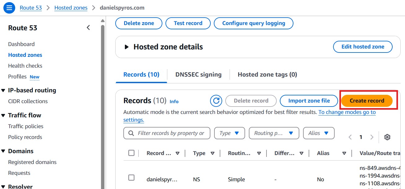 Route 53 - Create record
